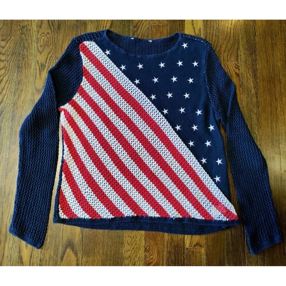 Norton Studio American Flag Sweater Women's Medium USA Patriotic Knit Vintage